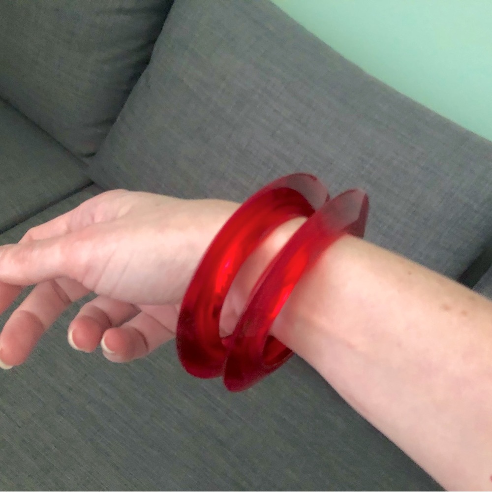 90’s Era - Red Lucite Statement Bracelets